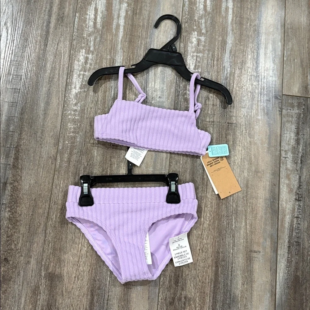 NWT Billabong Girls' Lilac UPF 50+ Quick Dry Two-Piece Bikini Swimsuit - 4